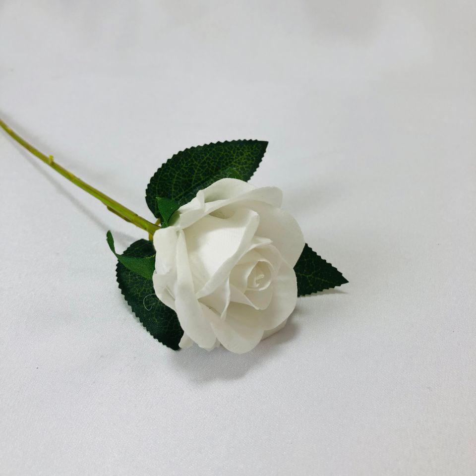 KÜÇÜK KADİFE GÜL BEYAZ TEKLİ 35cm YAPAY ÇİÇEK
