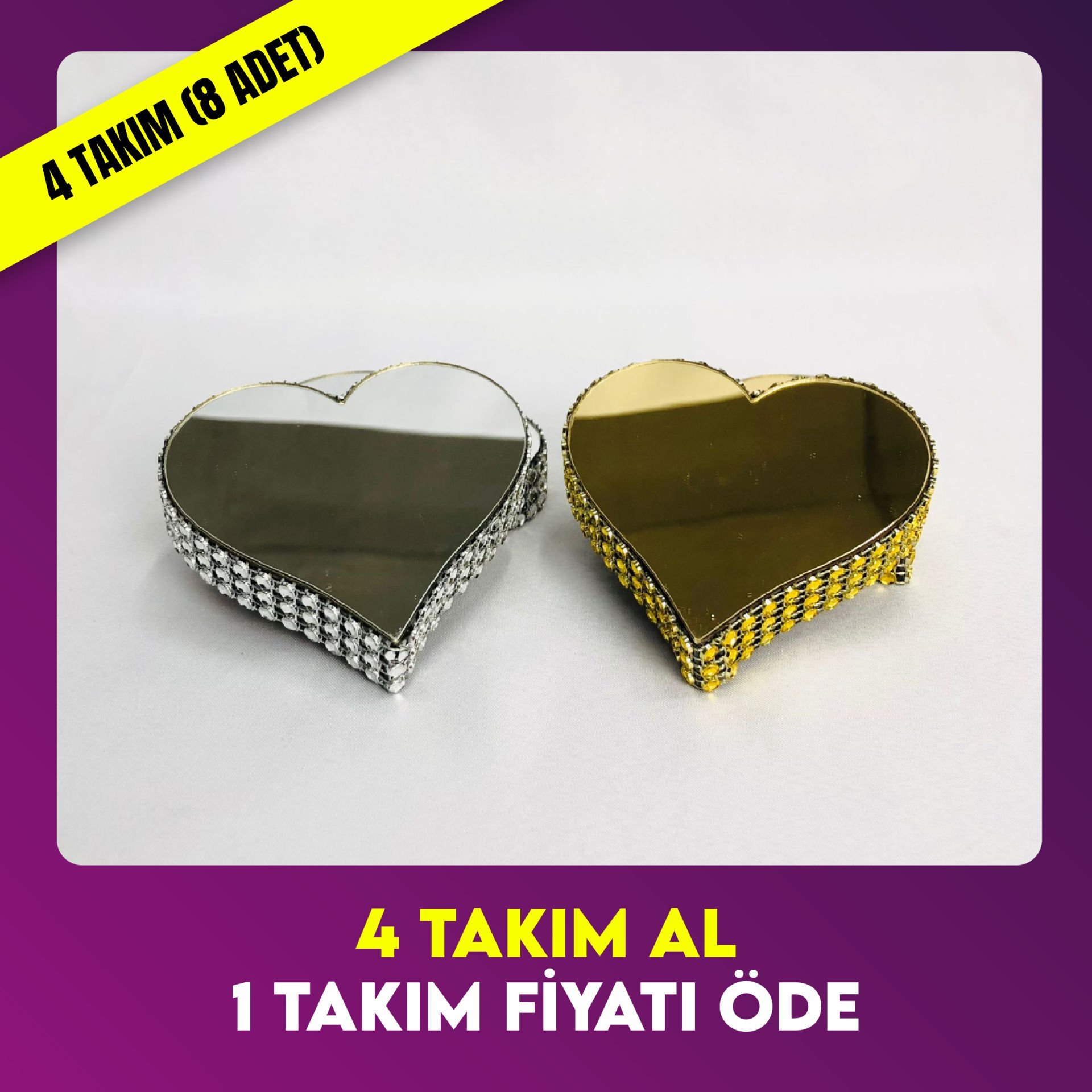 YÜZÜK YÜKSELTİCİ TAŞLI KALP 4 TAKIM FIRSAT ÜRÜN