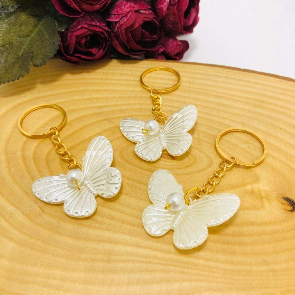 PEARLED BUTTERFLY KEYCHAIN #inciseri