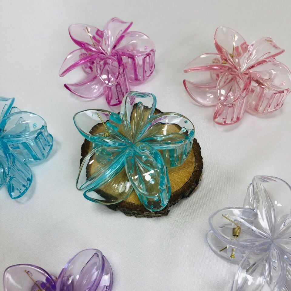 LOTUS HAIR CLIP 8cm MIXED COLORS SET OF 12