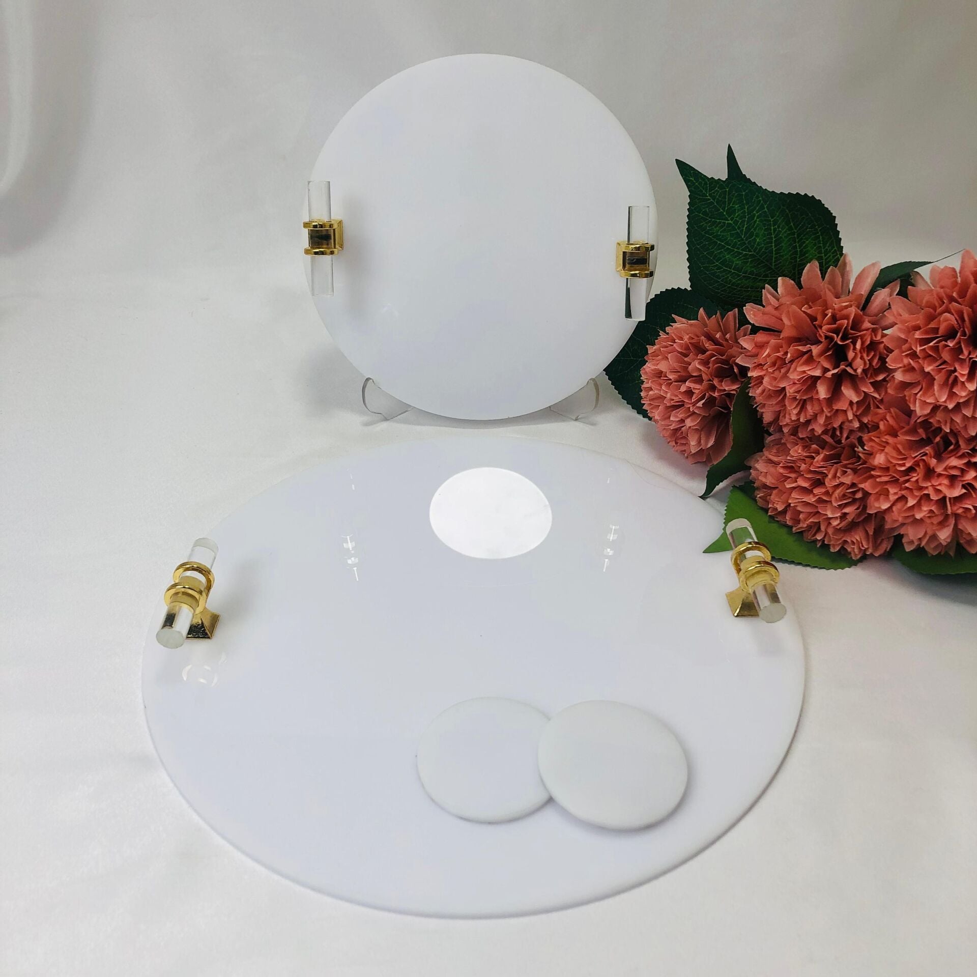 MOBLEN TEPSİ YUVARLAK 2'Lİ CAM KULPLU