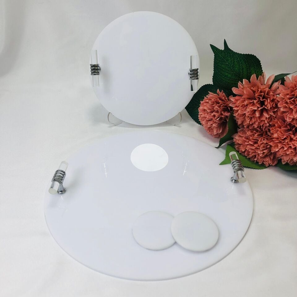 MOBLEN TEPSİ YUVARLAK 2'Lİ CAM KULPLU