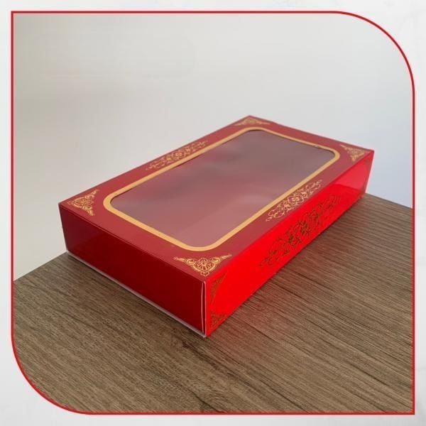 9x16x3 KIRMIZI ÜZERİ GOLD SARAY DESENLİ PENCERELİ KUTU
