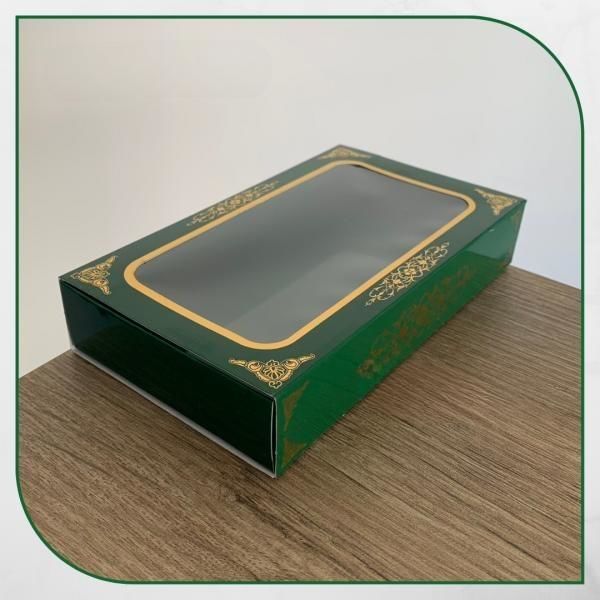9x16x3 YEŞİL ÜZERİ GOLD SARAY DESENLİ PENCERELİ KUTU