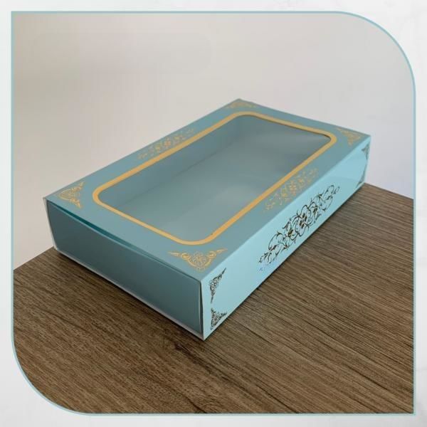 9x16x3 MAVİ ÜZERİ GOLD SARAY DESENLİ PENCERELİ KUTU