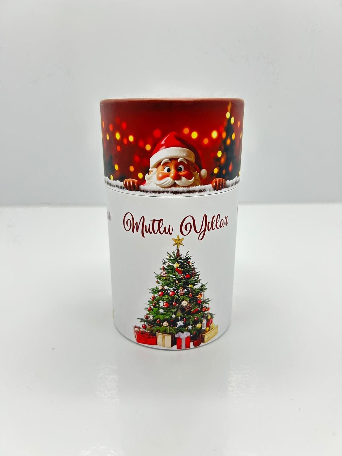 13x7 NOEL BABA YILBAŞI BEYAZ SİLİNDİR KUTU