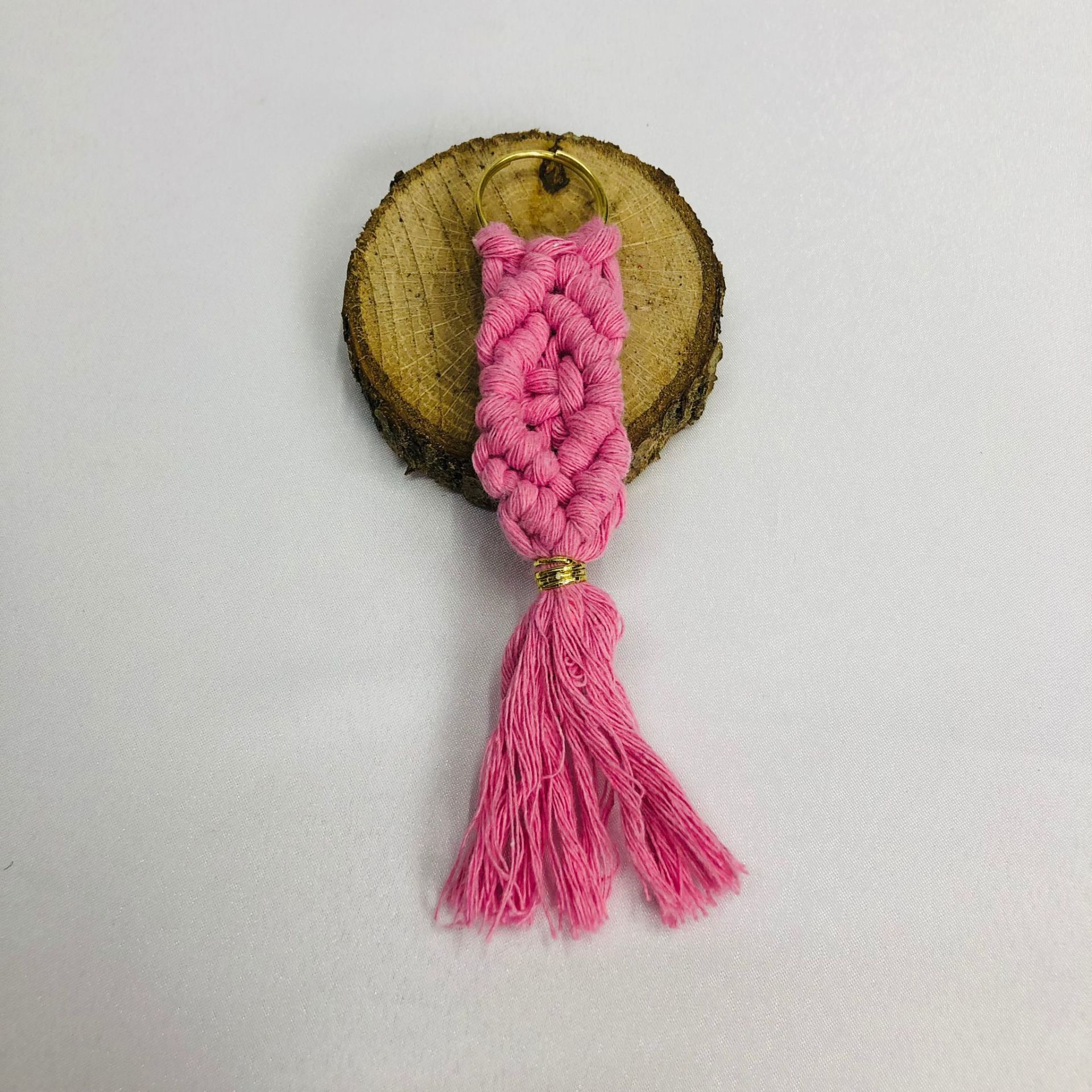 DÜZ MAKROME ANAHTARLIK 1 Paket(10 adet) - Pembe