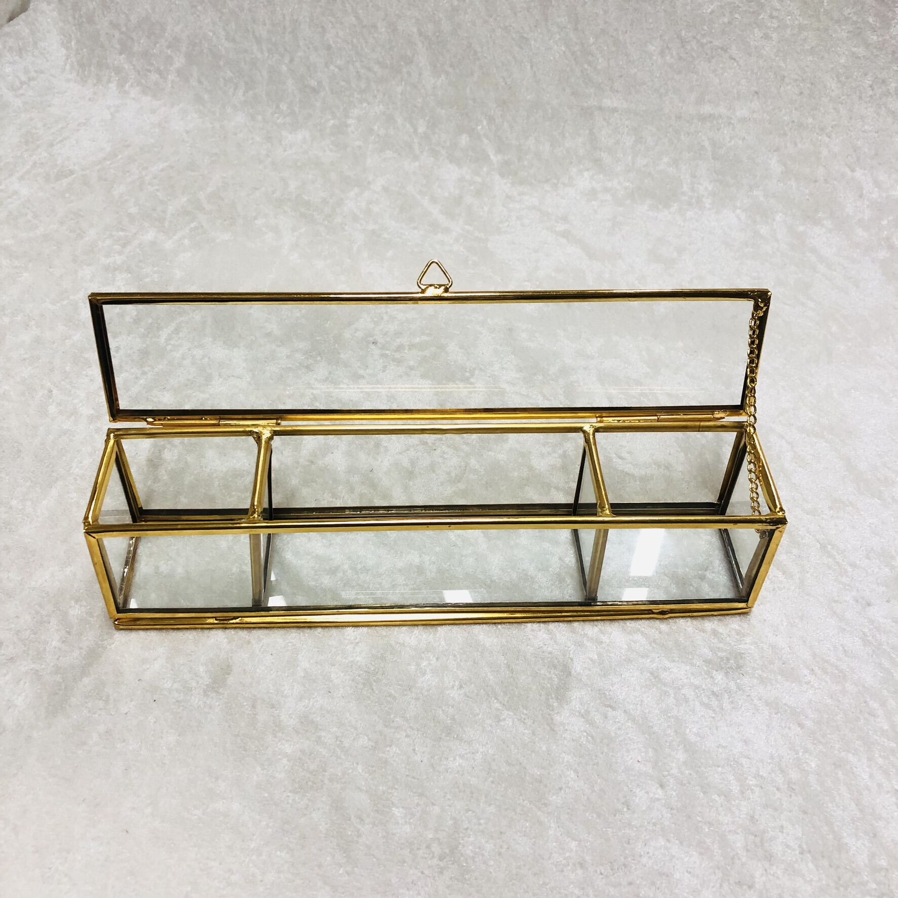 CAM KAPAKLI GÜL KUTUSU BÖLMELİ 26cm*7cm*6cm