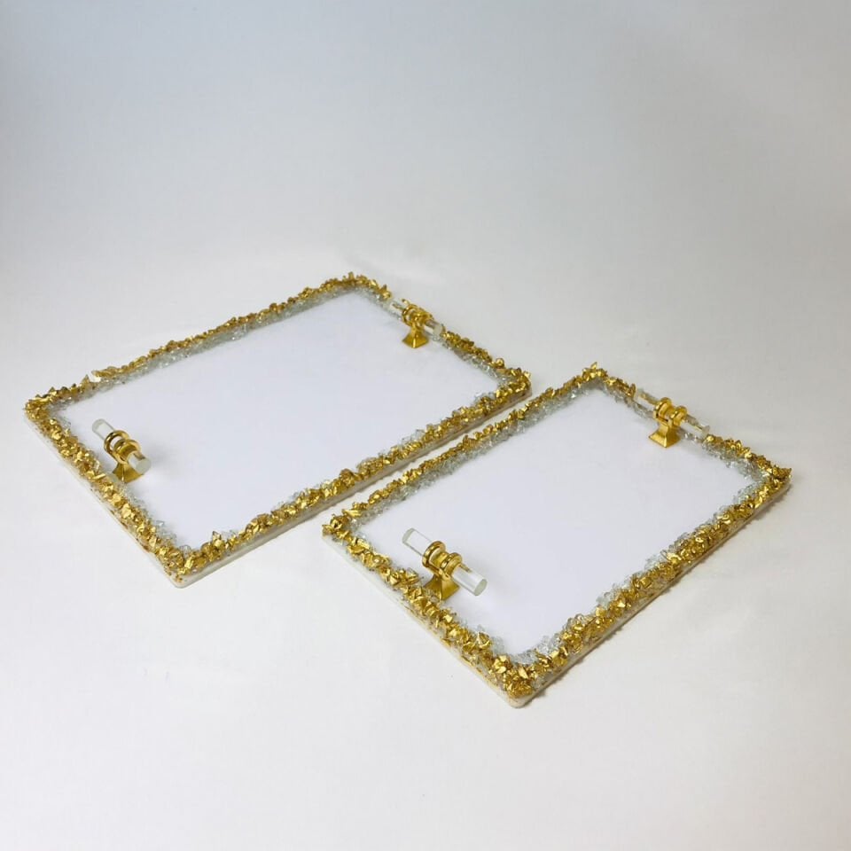MOBLEN TEPSİ VARAKLI 2'Lİ TAŞLI DİKDÖRTGEN