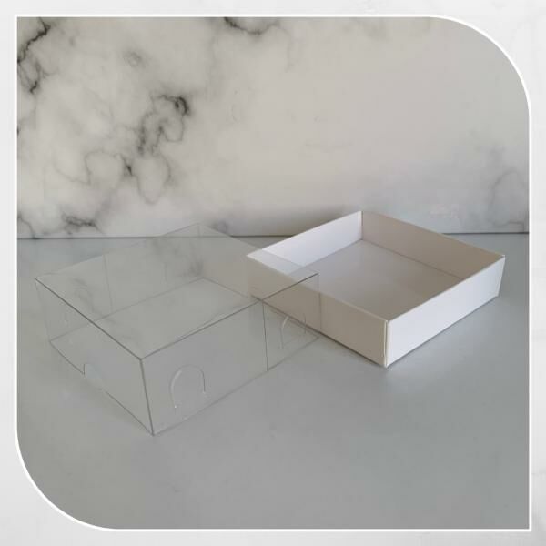 8x8x3 ALTI BEYAZ KARTON ÜSTÜ ASETAT KUTU