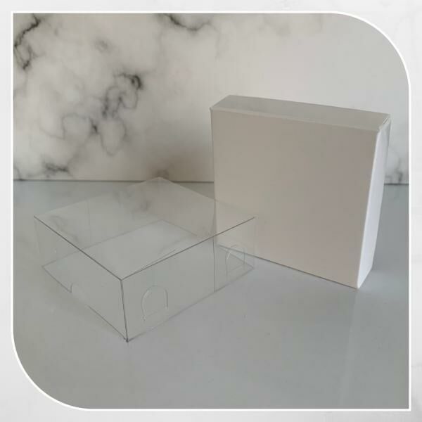 8x8x3 ALTI BEYAZ KARTON ÜSTÜ ASETAT KUTU