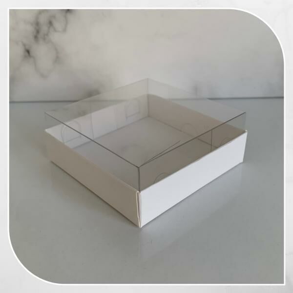 8x8x3 ALTI BEYAZ KARTON ÜSTÜ ASETAT KUTU