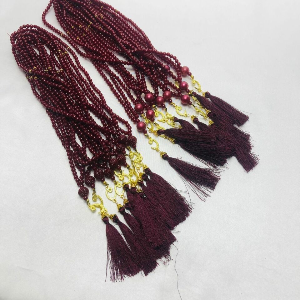 PLASTİK TESBİH BORDO 6mm