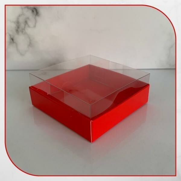 8x8x3 ALTI KIRMIZI KARTON ÜSTÜ ASETAT KUTU