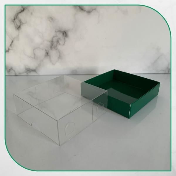 8x8x3 ALTI YEŞİL KARTON ÜSTÜ ASETAT KUTU