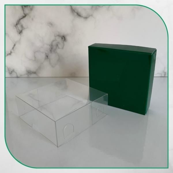 8x8x3 ALTI YEŞİL KARTON ÜSTÜ ASETAT KUTU