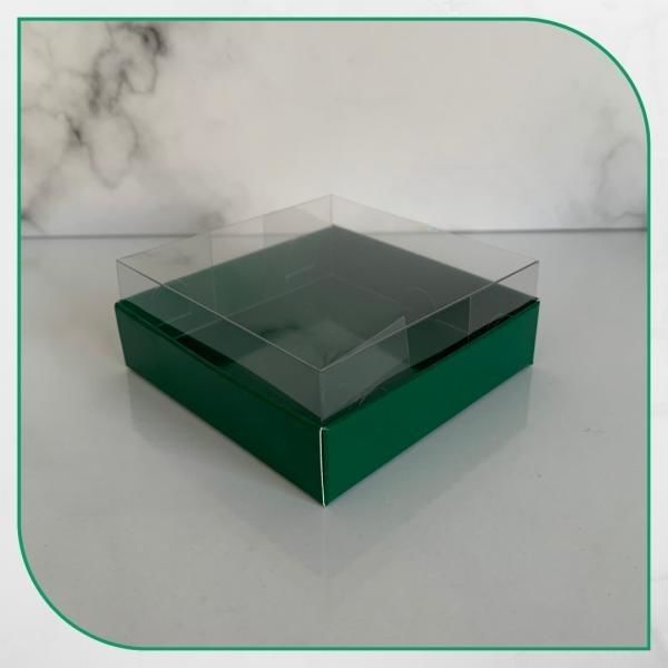 8x8x3 ALTI YEŞİL KARTON ÜSTÜ ASETAT KUTU