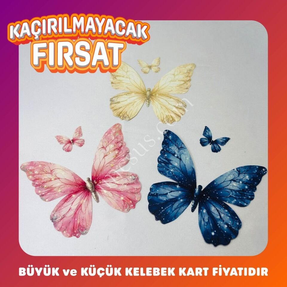 KELEBEK KART SETİ 200'LÜ (100 Küçük + 100 Büyük)