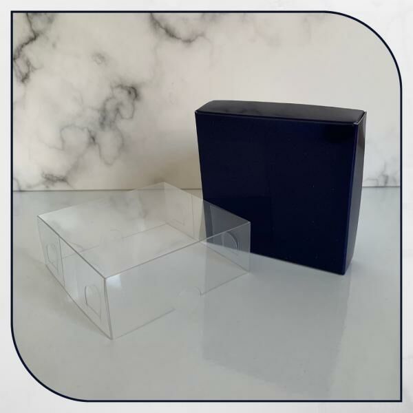 8x8x3 ALTI LACİVERT KARTON ÜSTÜ ASETAT KUTU