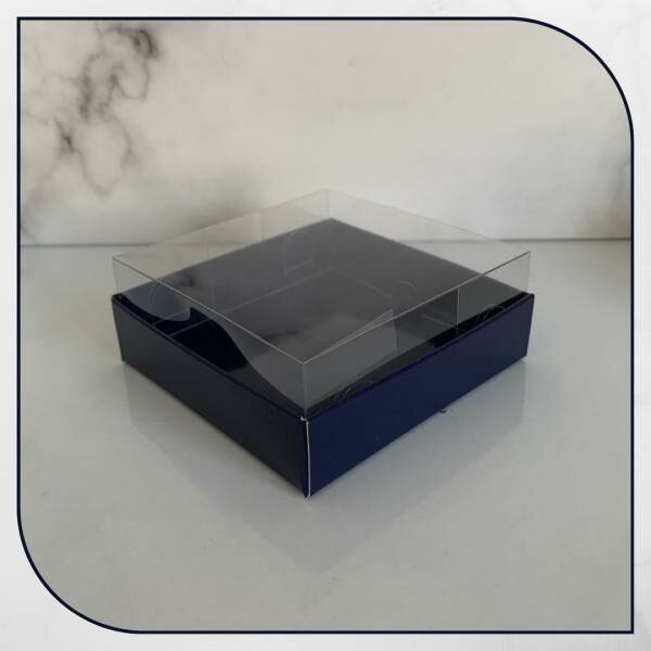 8x8x3 ALTI LACİVERT KARTON ÜSTÜ ASETAT KUTU