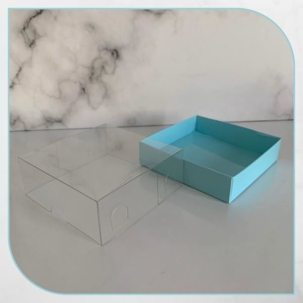 8x8x3 ALTI MAVİ KARTON ÜSTÜ ASETAT KUTU