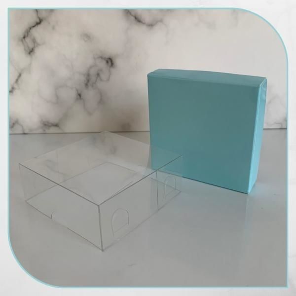 8x8x3 ALTI MAVİ KARTON ÜSTÜ ASETAT KUTU