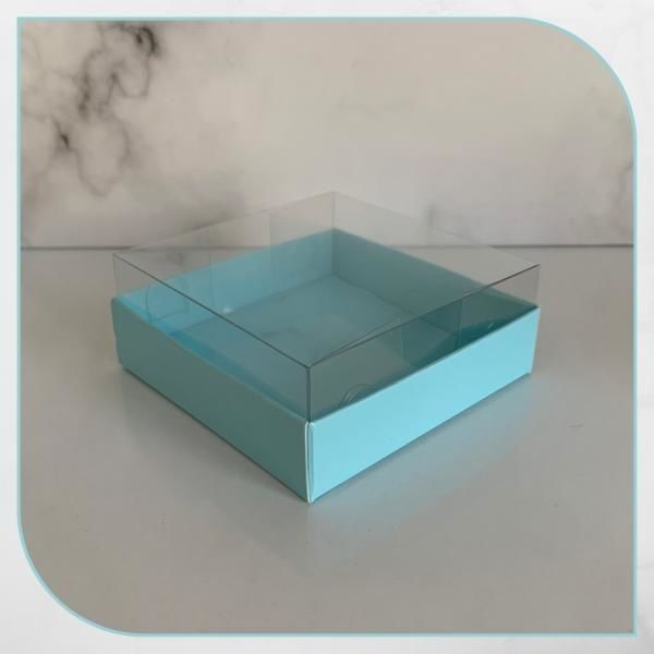 8x8x3 ALTI MAVİ KARTON ÜSTÜ ASETAT KUTU