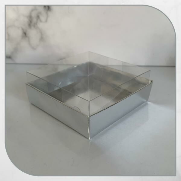 8x8x3 ALTI GÜMÜŞ KARTON ÜSTÜ ASETAT KUTU