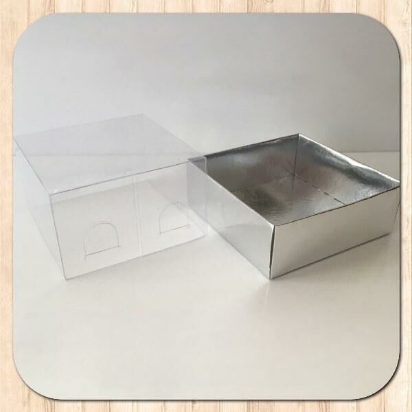 8x8x4 ALTI  GÜMÜŞ ÜSTÜ ASETAT KUTU