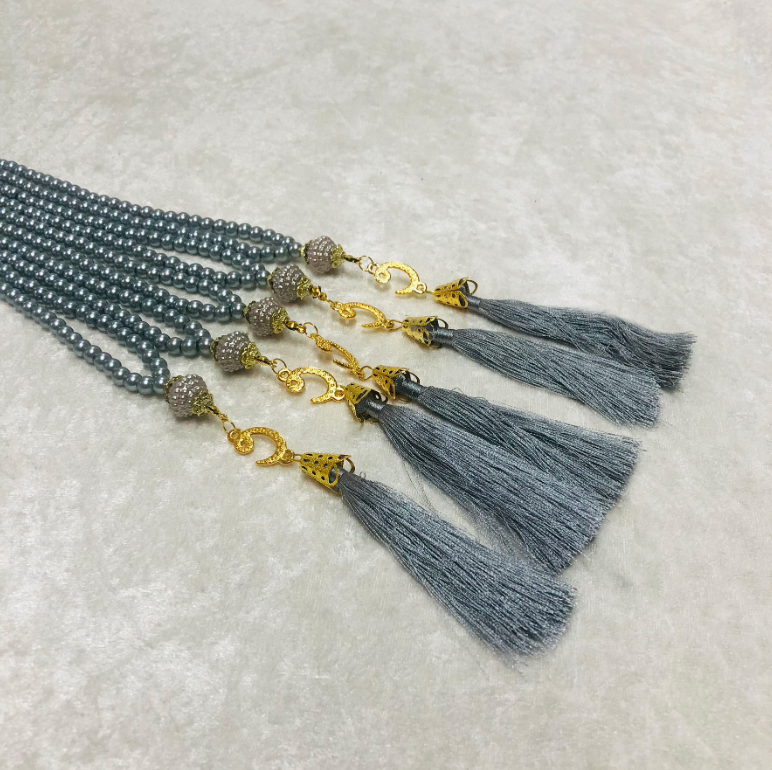 PLASTİK TESBİH GRİ 10'LU 6mm