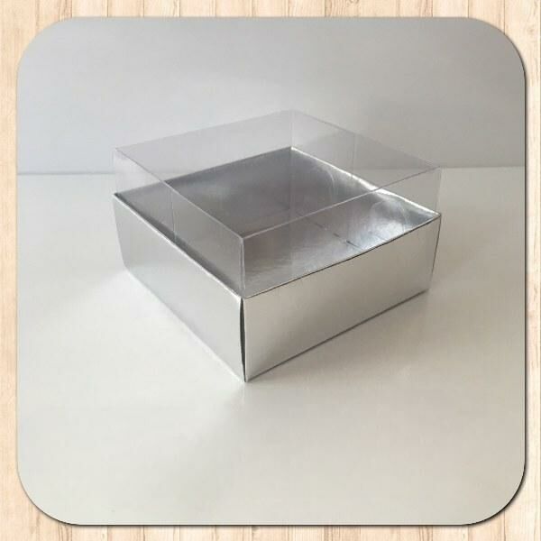 8x8x5 ALTI GÜMÜŞ KARTON ÜSTÜ ASETAT KUTU