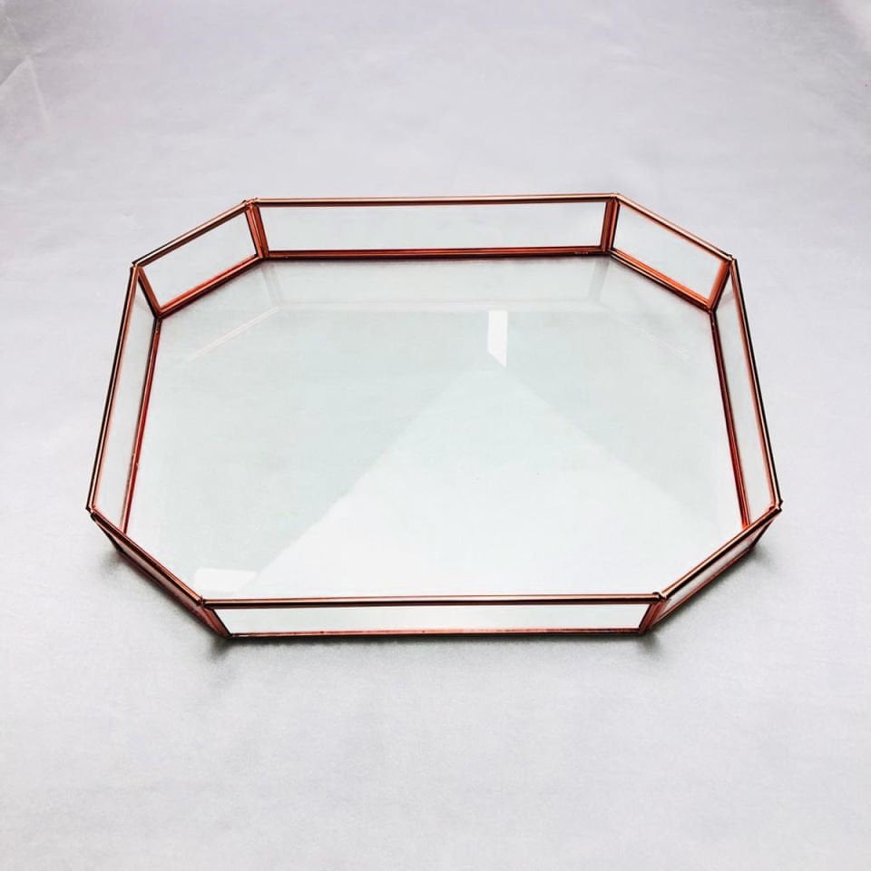 CAM KUTU SEKİZGEN KAPAKSIZ 34*25*6cm BÜYÜK BOY