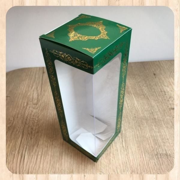 8x8x21 PENCERELİ YEŞİL SARAY DESENLİ KARTON KUTU