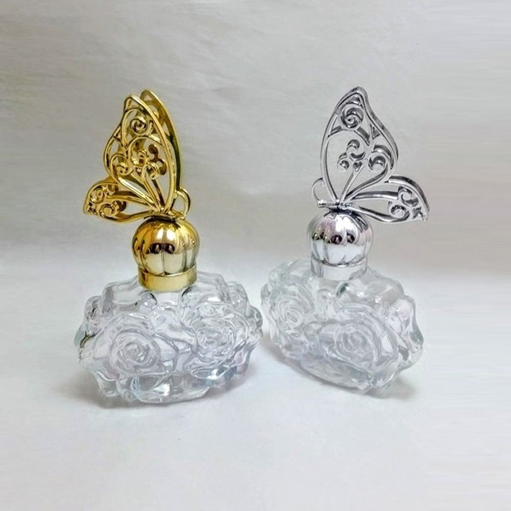 CAM ŞİŞE GÜL DESEN KELEBEK KAPAKLI 60cc
