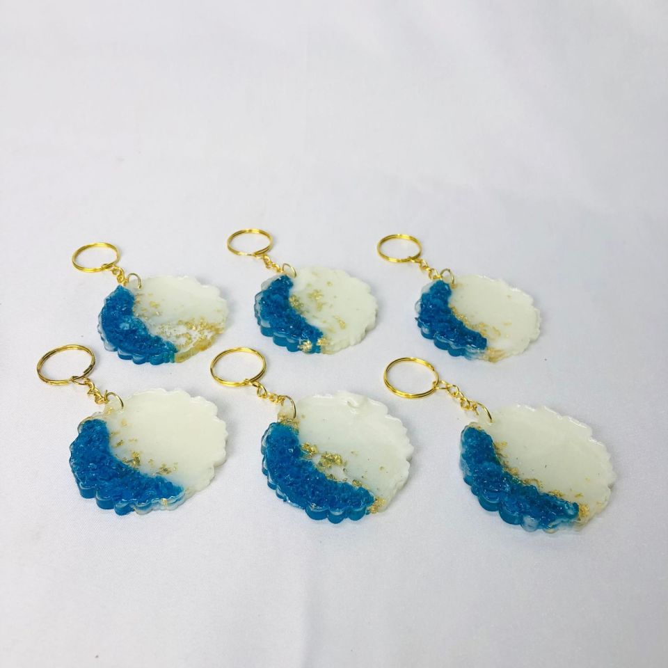 EPOKSİ KARIŞIM ANAHTARLIK TAŞLI MAVİ TIRTIKLI