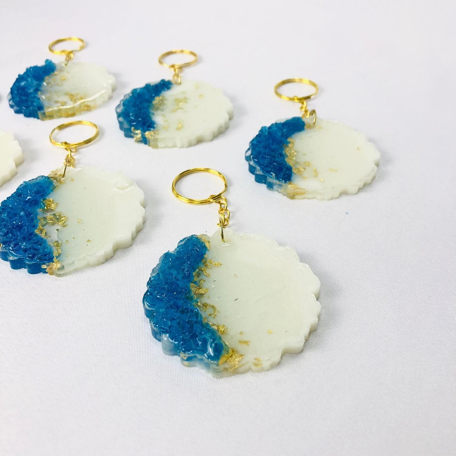 EPOKSİ KARIŞIM ANAHTARLIK TAŞLI MAVİ TIRTIKLI