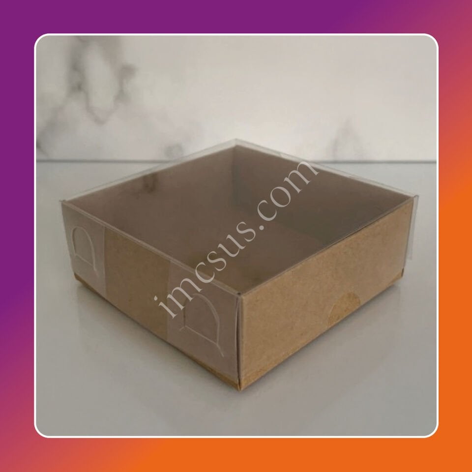 8x8x3 ÖLÇÜLÜ ALTI KRAFT ÜST ASETAT KUTU FIRSAT ÜRÜN