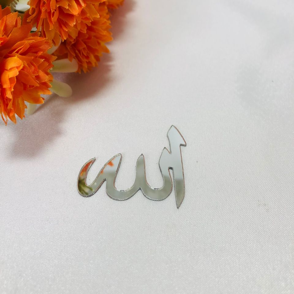 ALLAH LAFZI PLEKSİ 4cm Gümüş - 50 Adet