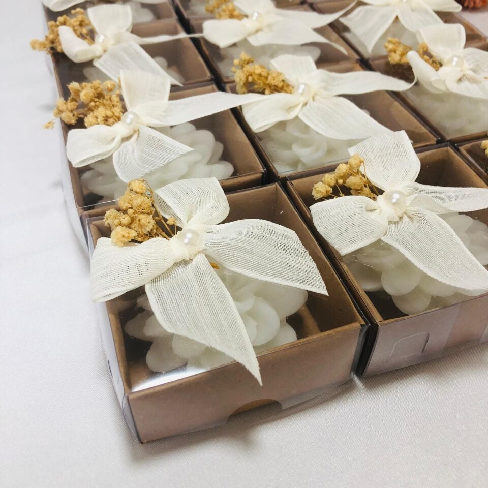 KRAFT KUTULU LOTUS MUM SÜSLEME NOPEL FİYONKLU