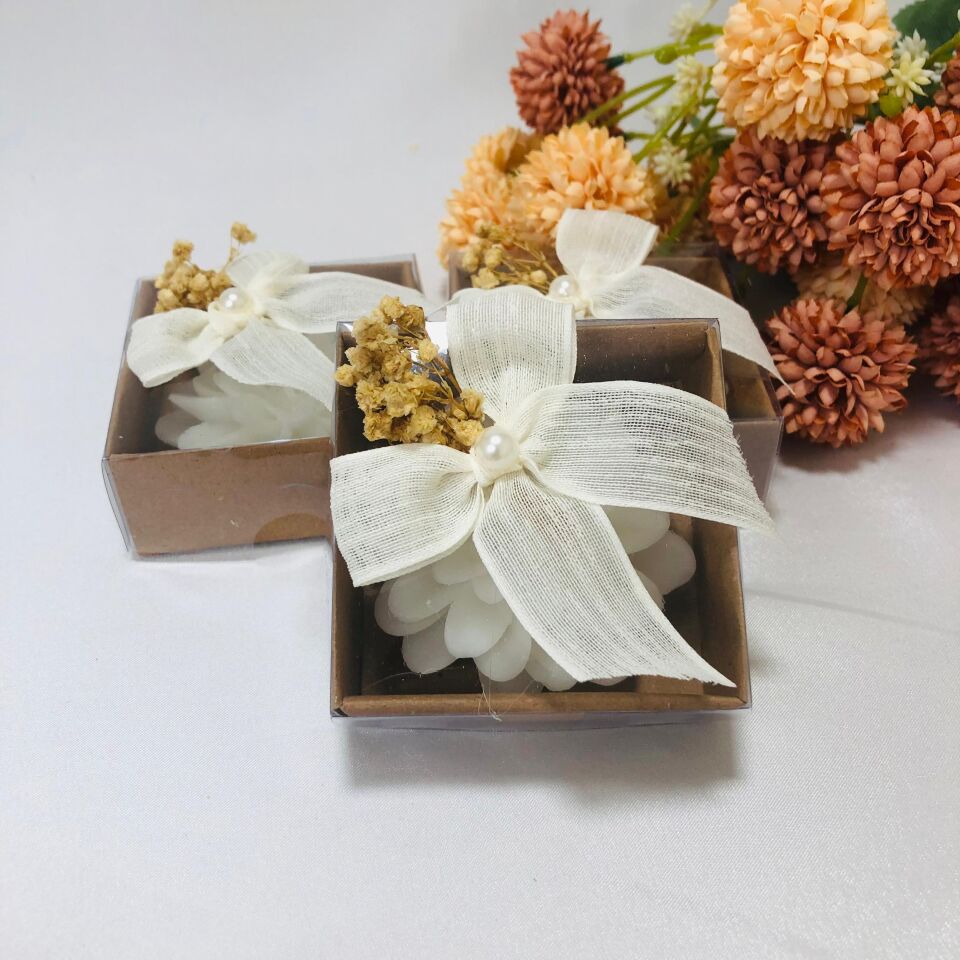 KRAFT KUTULU LOTUS MUM SÜSLEME NOPEL FİYONKLU