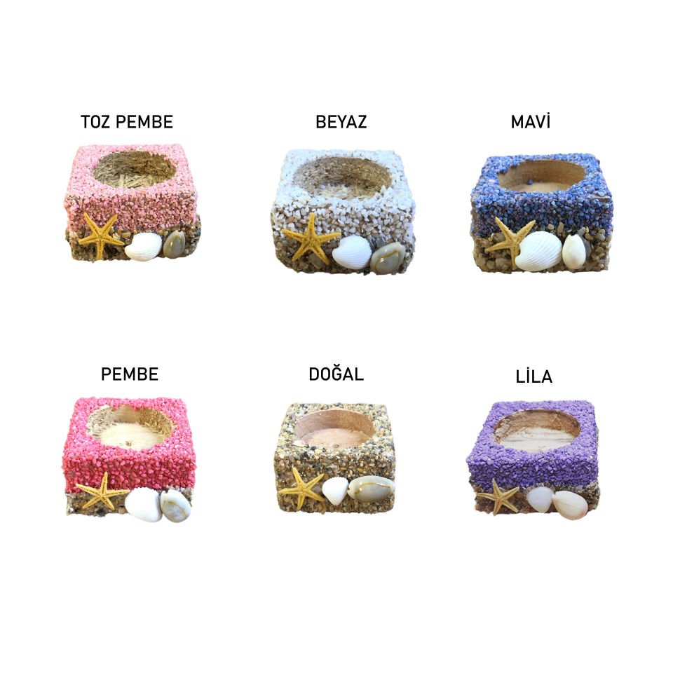 AHŞAP DENİZ KABUKLU KUMLU MUMLUK KARE
