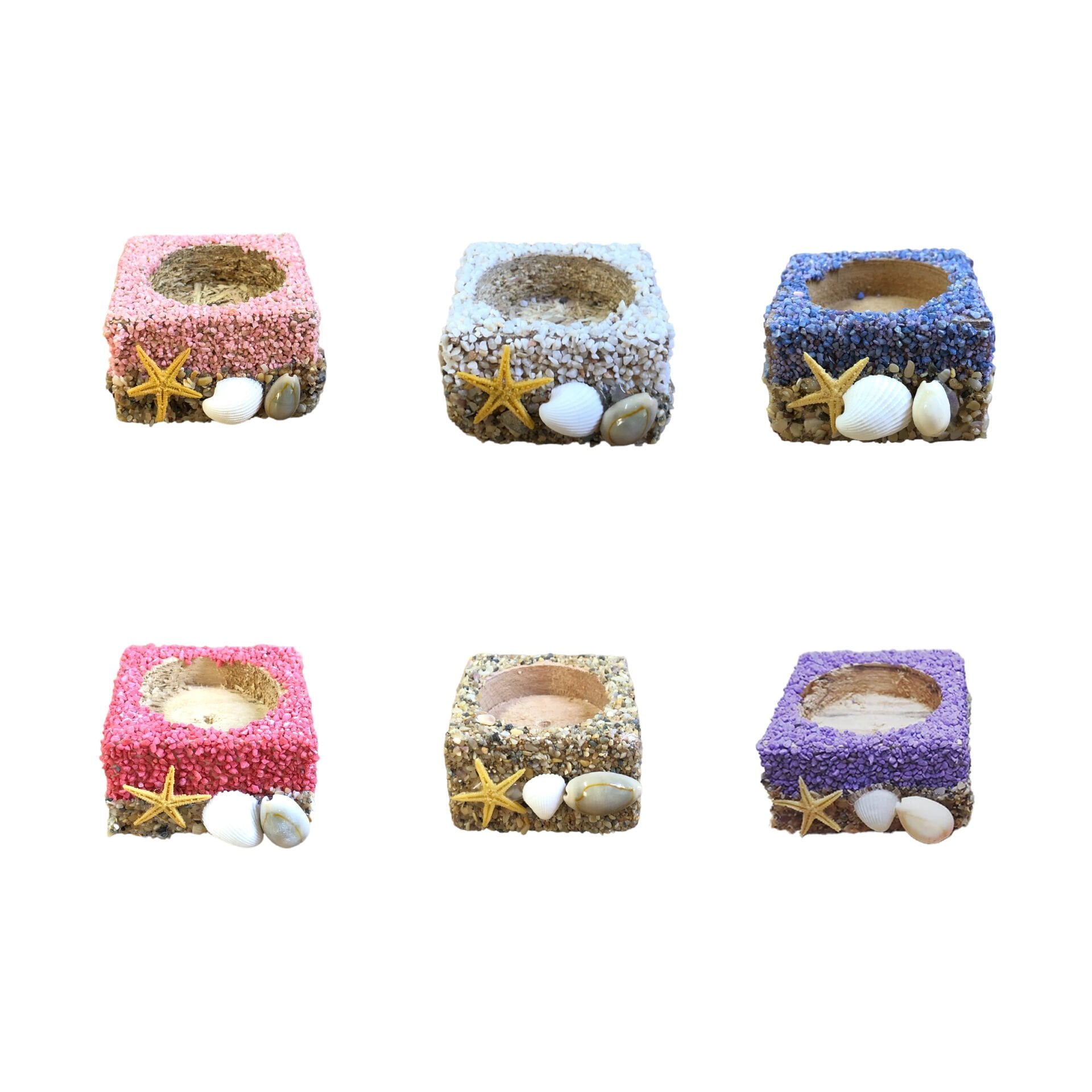 AHŞAP DENİZ KABUKLU KUMLU MUMLUK KARE