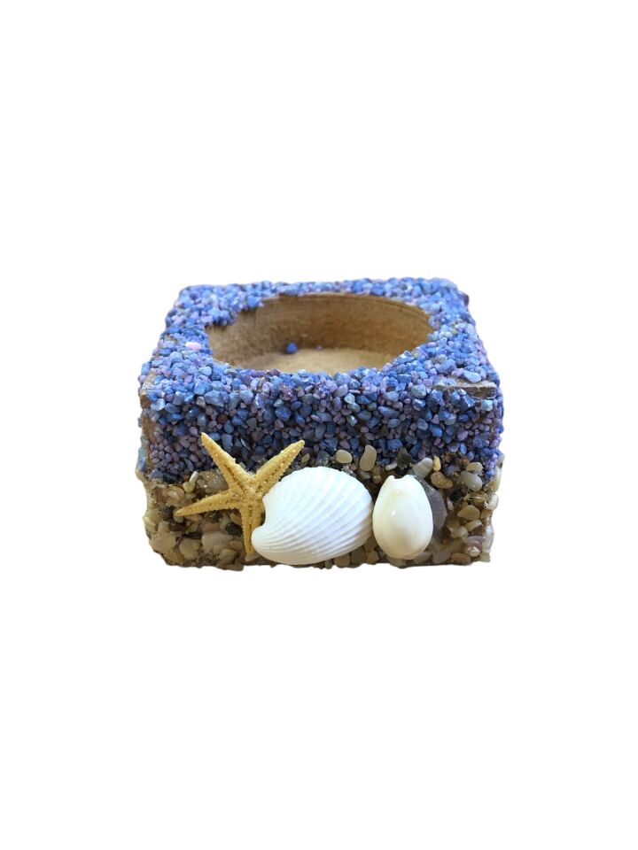 AHŞAP DENİZ KABUKLU KUMLU MUMLUK KARE