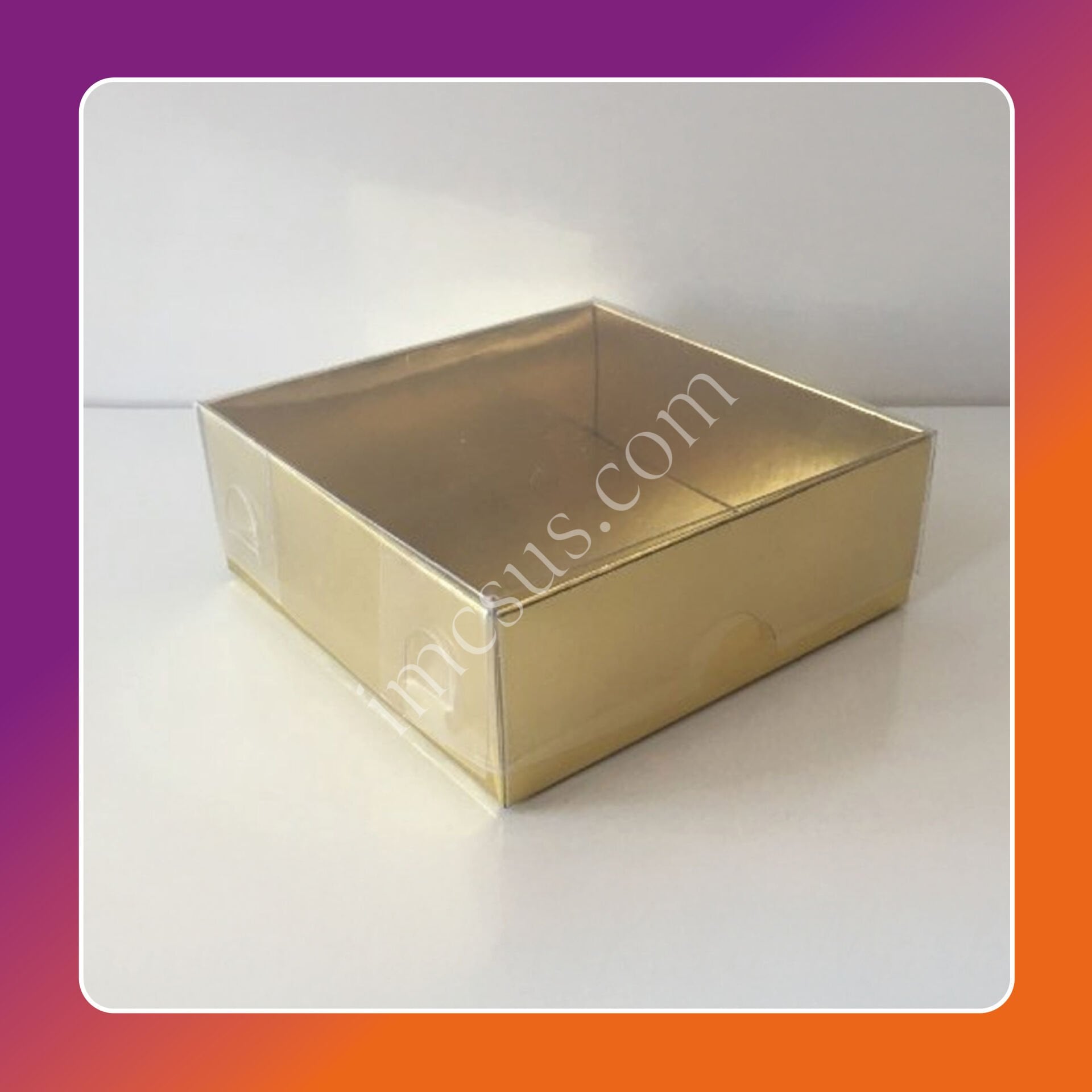 8x8x3 ÖLÇÜLÜ ALTI GOLD ÜST ASETAT KUTU FIRSAT ÜRÜN