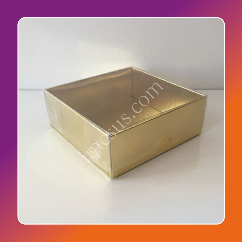 8x8x3 ÖLÇÜLÜ ALTI GOLD ÜST ASETAT KUTU FIRSAT ÜRÜN