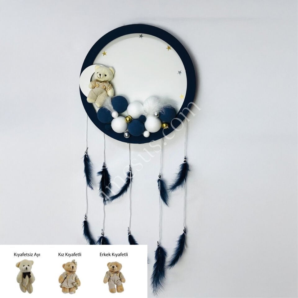 LACİVERT BEYAZ YUVARLAK KAPI SÜSÜ