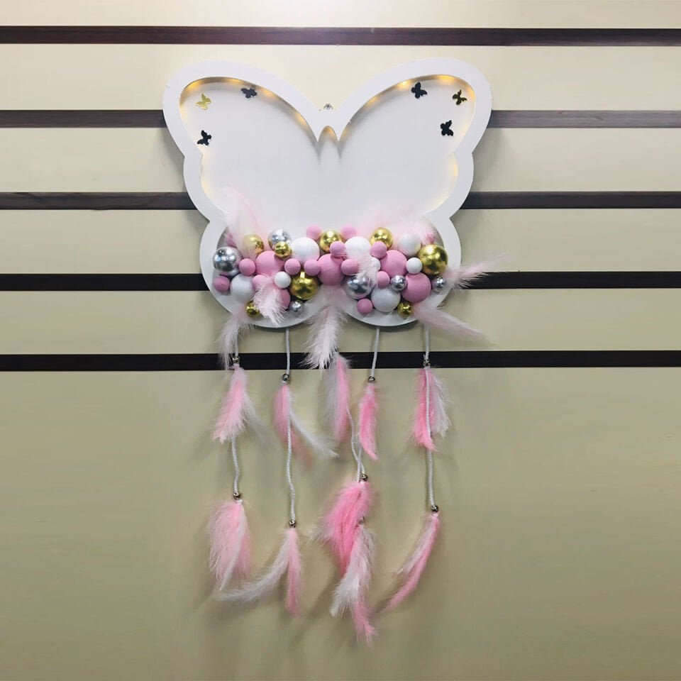 BEYAZ AHŞAP KELEBEK KESİM KESİM KAPI SÜSÜ