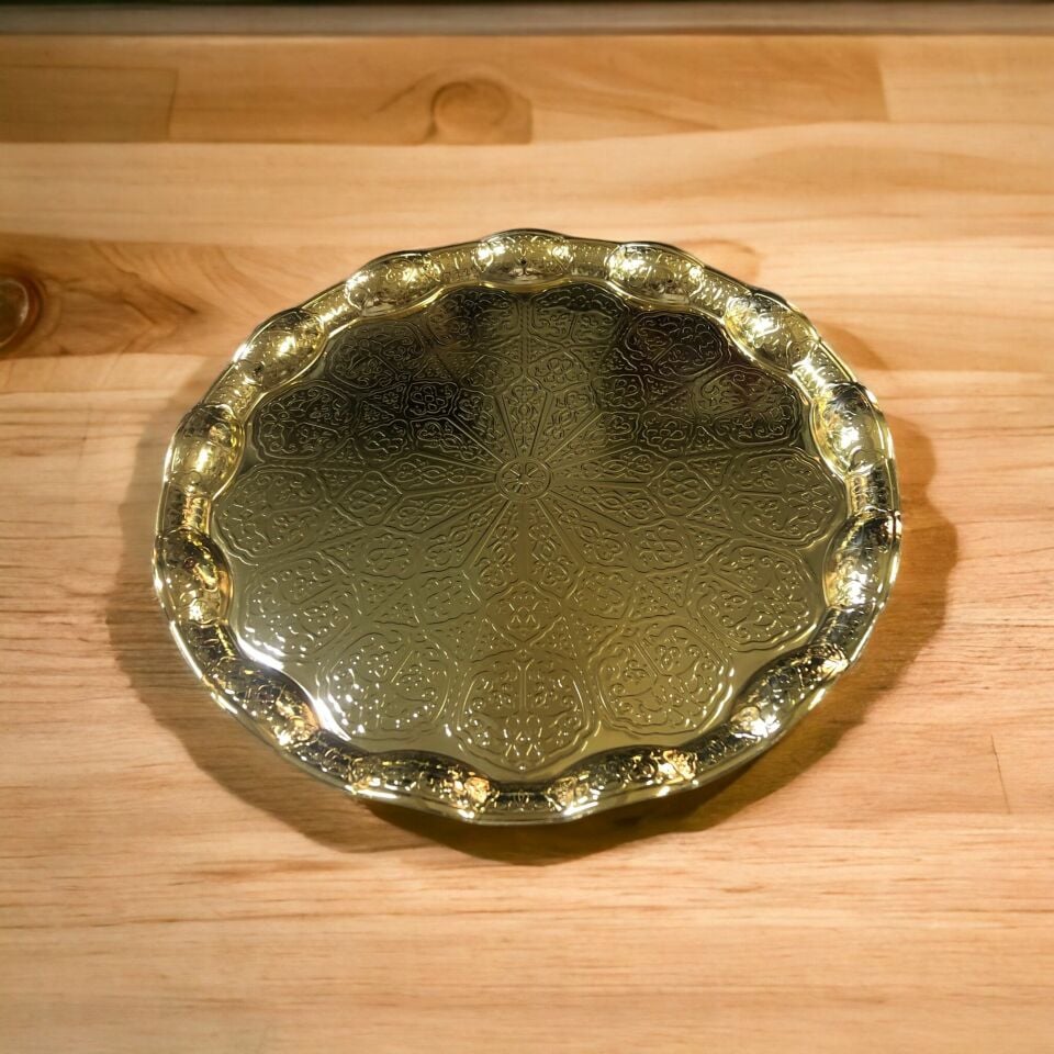 DESENLİ METAL TEPSİ TIRTIKLI