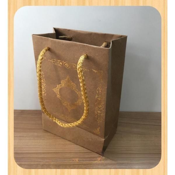 12x17x7 Ölçülü Kraft Üzerine Gold Saray Desenli Karton Çanta