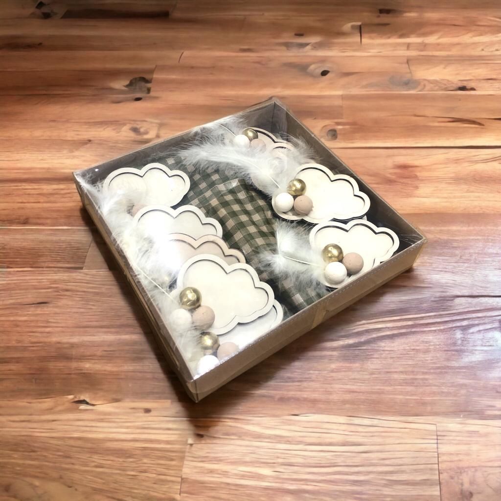 AHŞAP MAGNET 20'Lİ KREM BULUT LAZER KESİM 10*7,5cm